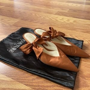 Gia Borghini  camel satin mules